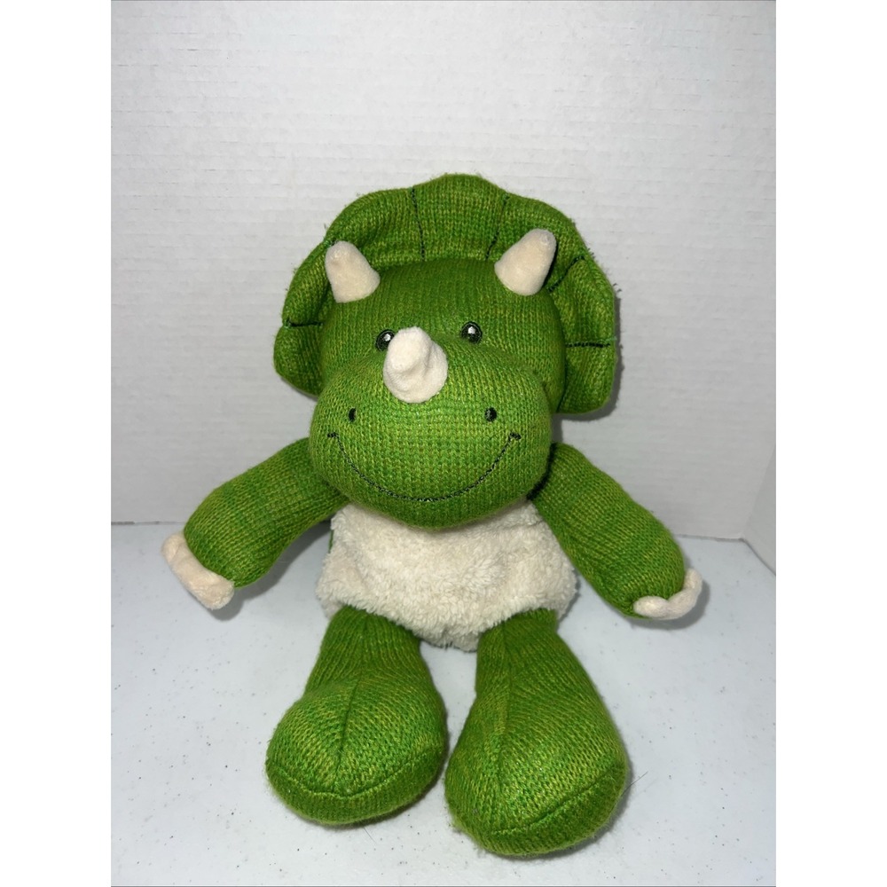 SPARK CREATE IMAGINE‎ Green Knit Triceratops Cuddle 15" Plush Rattle Dino Baby